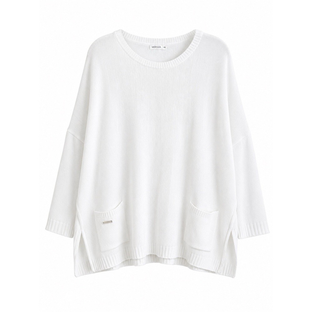 Mersea Catalina Sweater OS White Coastal Grandmother Quiet Luxury Oversized Boxy